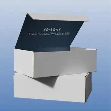The HeMed weight loss programme box, open